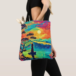 Tote Bag Figure militaire au coucher du soleil