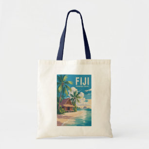 Tote Bag Fiji Beach Hut Travel Art Vintage