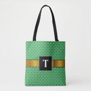 Tote Bag Filet, maille, ou Chainmail verte comme le motif