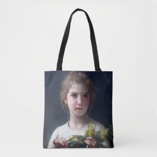 Tote Bag Fille avec Mimosa, Bouguereau