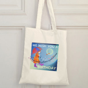 Tote Bag Fille Avec Parapluie Dans La Pluie Mignonne Annive