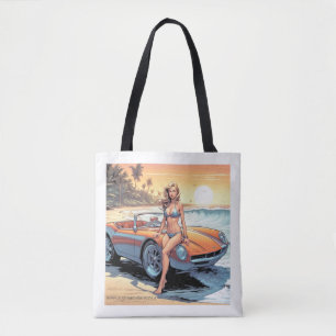 Tote Bag Fille avec voiture de sport