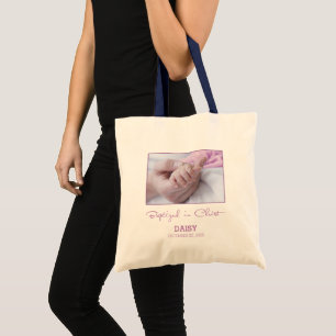 Tote Bag Fille Baptême Félicitations pour Baby Personnalisé