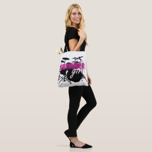 Tote Bag Fille batteur avec un texte amusant violet et noir