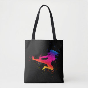 Tote Bag fille+combattant ; martial+arts ; paint+splash ; f