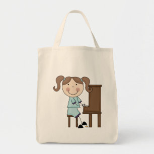 Tote Bag Fille de bâton jouant le piano