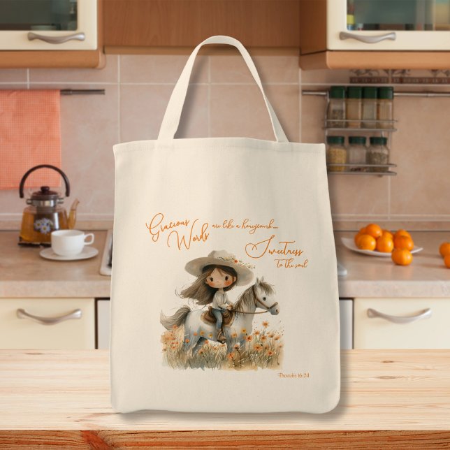 Tote Bag Fille de campagne sur le cheval Inspiration (Créateur téléchargé)