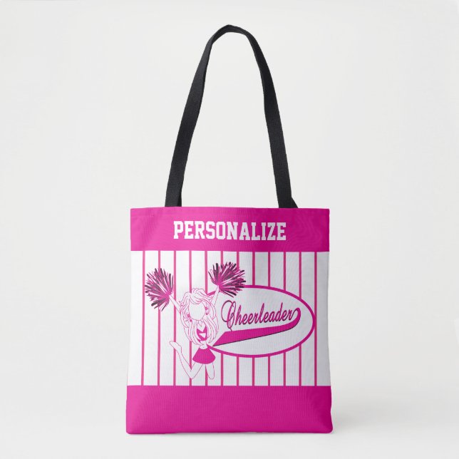 Tote Bag Fille de Pom-pom girl rose et blanc (Devant)