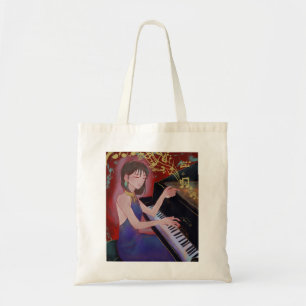 Tote Bag Fille de style anime jouant du piano Musique éléga