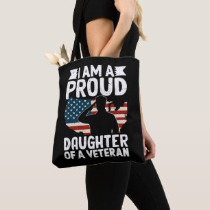 Tote Bag Fille fière d'un vétéran patriote militaire Papa
