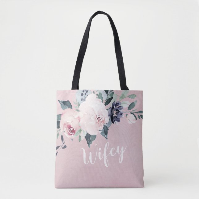 Tote Bag Fille fleurie botanique florale personnalisée (Devant)