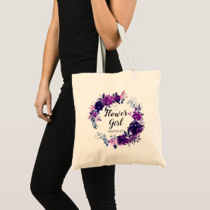 Tote Bag Fille florale violette enchantée Monogramme