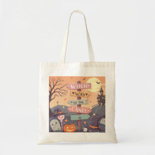 Tote Bag Fille Halloween - Sorcière jusqu'au bonbon