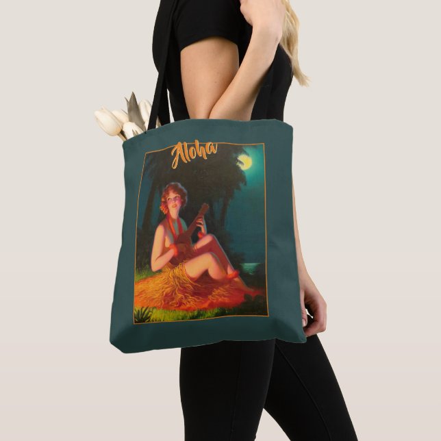Tote Bag Fille Hawaii avec Ukulele (De près)