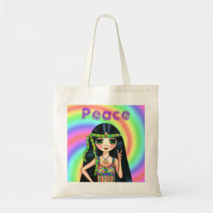 Tote Bag fille hippie de signe de paix des années 1960 ave
