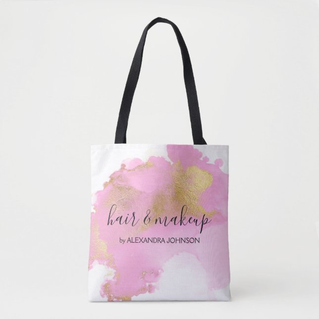 Tote Bag Fille laveuse rose et or (Devant)