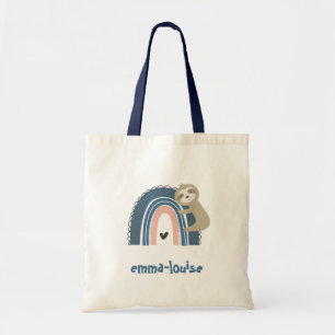 Tote Bag Fille mignonne Sloth Nom arc-en-ciel