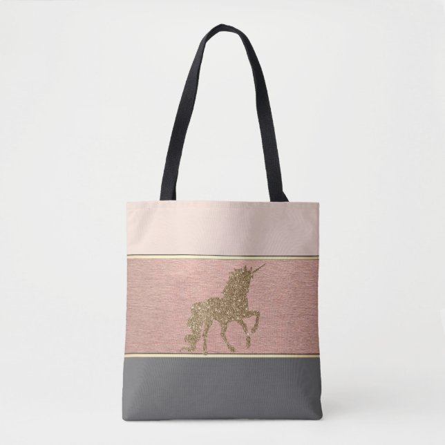 Tote Bag Fille moderne rayée, Parties scintillant d'or lico (Devant)