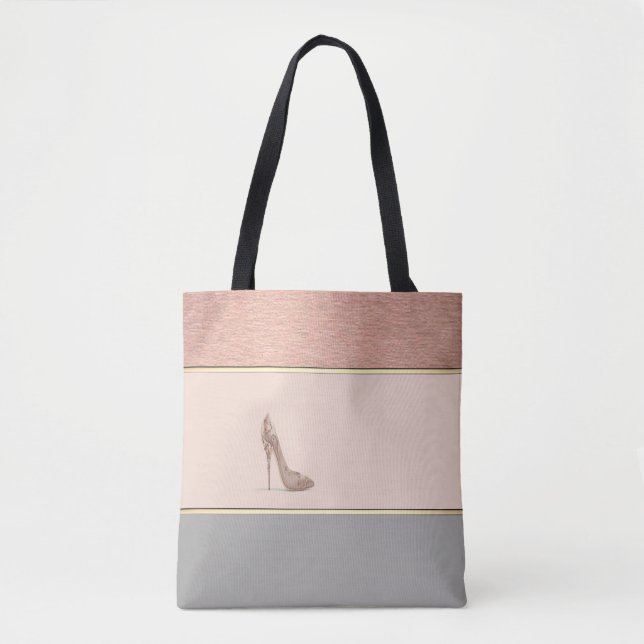 Tote Bag Fille moderne rayée, talon haut (Devant)