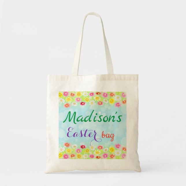 Tote Bag Fille Personnalisée Modèle Floral Personnalisé Pâq (Devant)