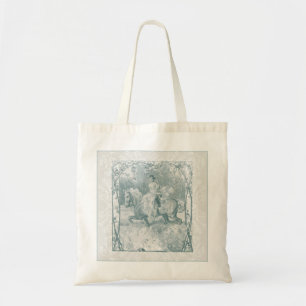 Tote Bag Fille romantique à cheval Grandmillennial sarcelle