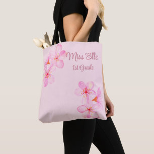 Tote Bag Fille rose floral personnalisé