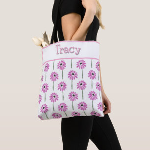 Tote Bag Fille rose Floral Personnalisé Fourre-tout