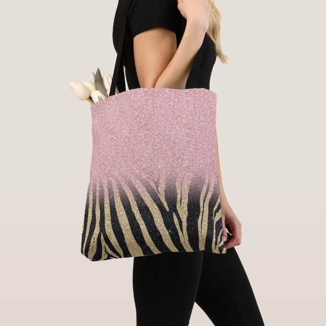 Tote Bag Fille Rose Parties scintillant or étincelles Black (De près)