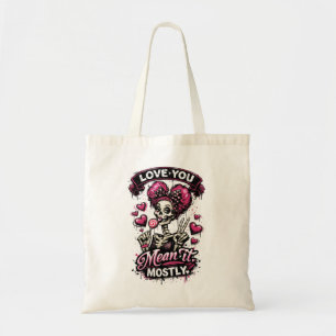 Tote Bag Fille squelette aime vraiment surtout