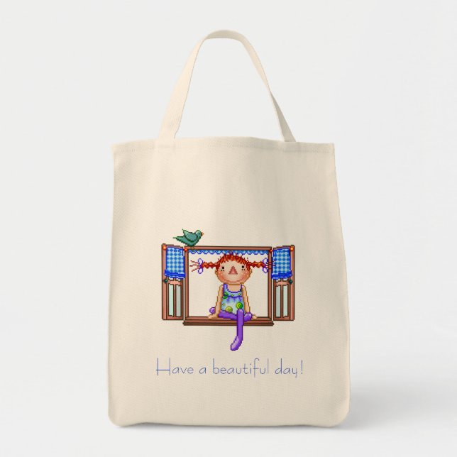 Tote Bag Fille sur un art de pixel de filon-couche de (Devant)