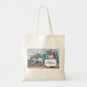 Tote Bag Fille vintage en transport pilotée par des agneaux