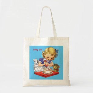 Tote Bag Fille vintage personnalisée cuire un gâteau