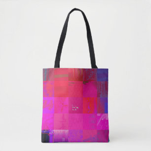 Tote Bag Filles aux rayons X Grille d'art de glitch Rose Ch