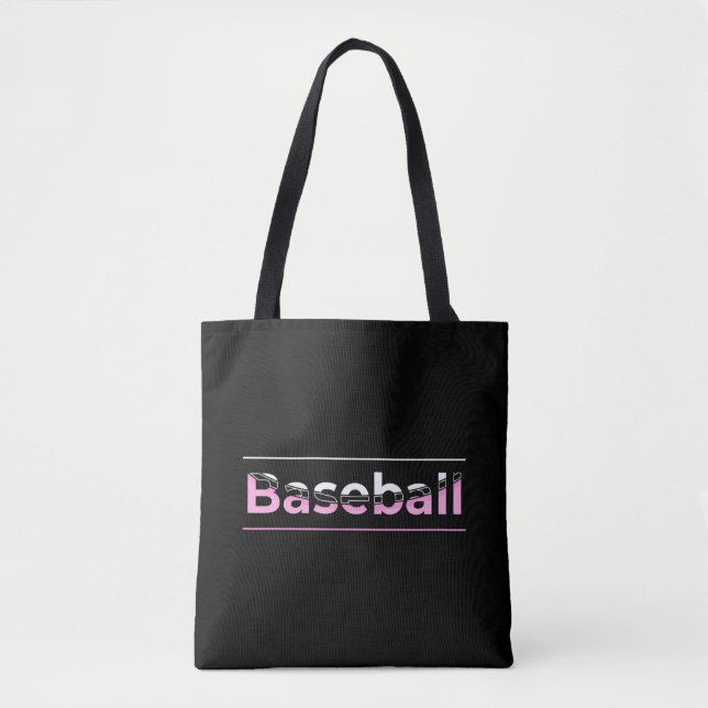 Tote Bag Filles Baseball - Typographie Géométrique Rose (Devant)