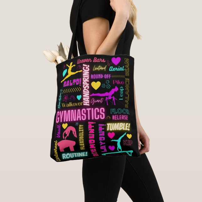 Tote Bag Filles colorées Gymnastique Glossaire Typographie (De près)
