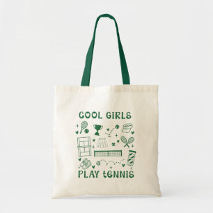 Tote Bag Filles Cool Vintage Vert Foncé Jouent au Tennis