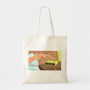 Tote Bag Filles main poussant sur le bouton snooze du révei