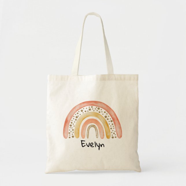 Tote Bag Filles mignonnes Whimsical Arc-en-ciel Nom du dess (Devant)