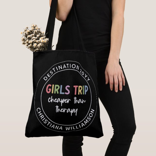 Tote Bag Filles Personnalisées Voyage moins cher que Thérap (De près)