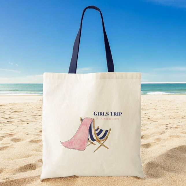Tote Bag Filles Trip Beach Chaise personnalisée (Créateur téléchargé)
