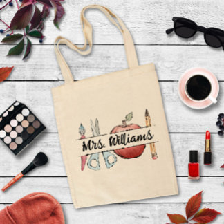 Tote Bag Fin d'année Appréciation de l'enseignant pomme Doo