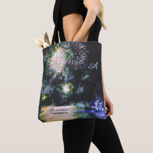 Tote Bag Fireworks Beach côté bateau Aquarelle Océan Person