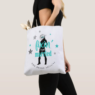 Tote Bag Fixin' The Bride Disco Bachelorette Turquoise ID92