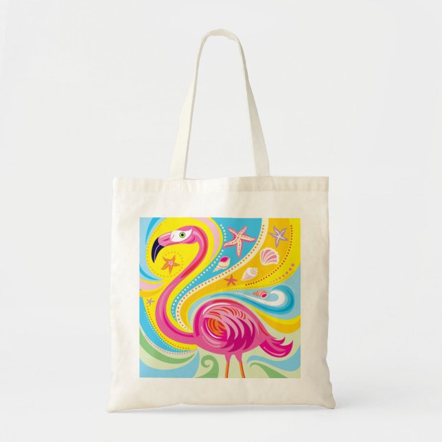 Tote Bag Flamant rose avec étoile de mer (Devant)