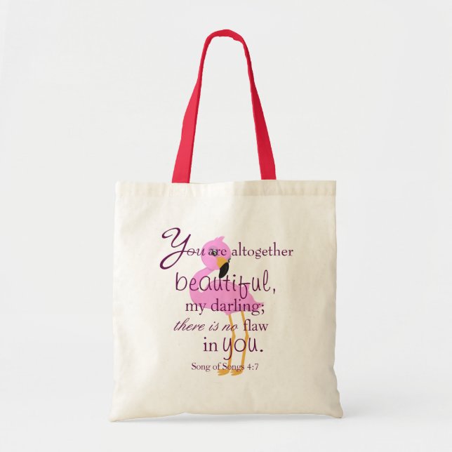 Tote Bag Flamant rose Beauté Bible Verse (Devant)