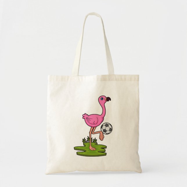 Tote Bag Flamant rose comme joueur de football avec Soccer (Devant)