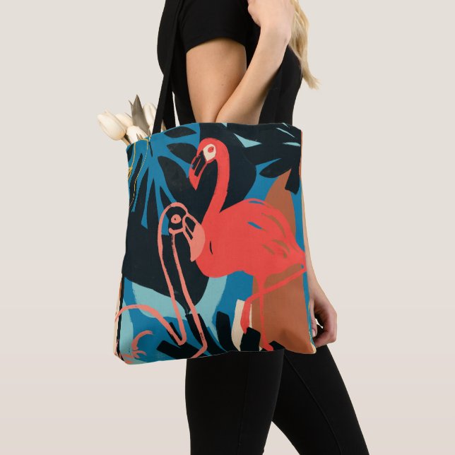 Tote Bag Flamant rose funky (De près)