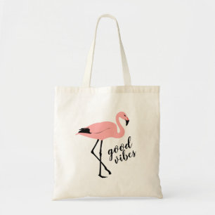 Tote Bag Flamant rose Good Vibes Rose Black Cute Budget Fou