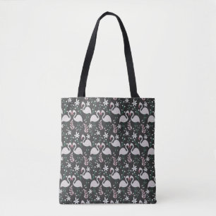 Tote Bag Flamant rose motif transparent blanc sur arrière -
