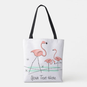 Tote Bag Flamant rose Ocean Trio 2 Texte partout sur fourre